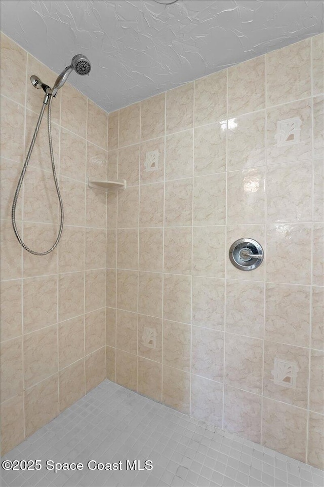 bathroom with a tile shower