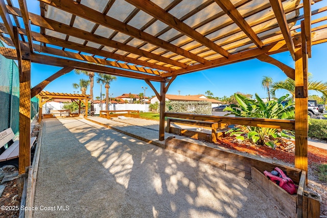 view of patio featuring a pergola