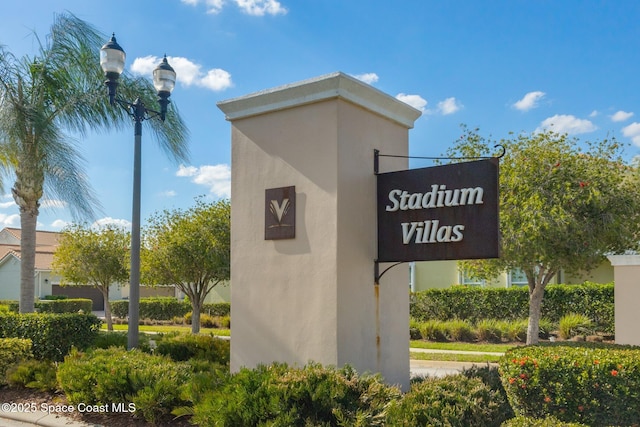 view of community sign