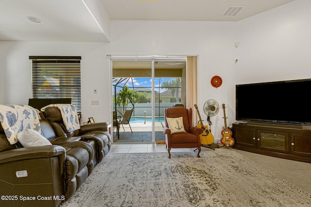 view of tiled living room