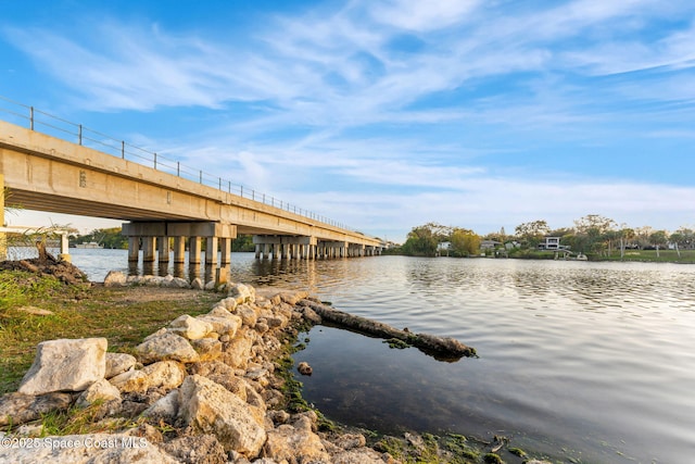 view of dock featuring a water view