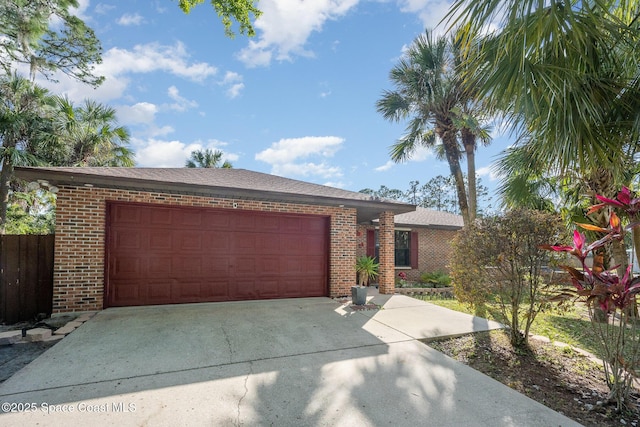 single story home with a garage