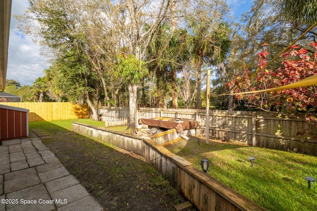 view of yard featuring a fenced backyard