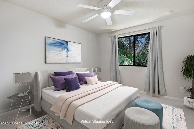 1425 Lara Cir Unit 103, Rockledge, FL 32955 - bedroom featuring a textured ceiling and a ceiling fan