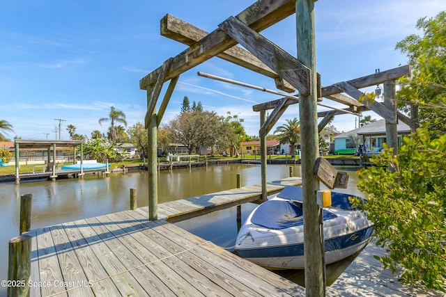 view of dock featuring a water view