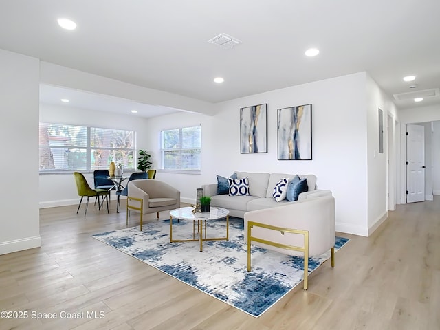 living room featuring light hardwood / wood-style floors