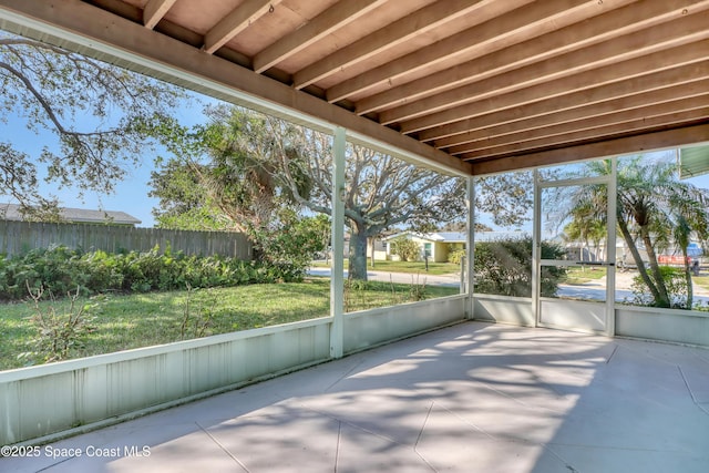 view of unfurnished sunroom