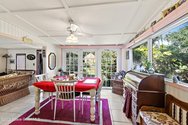 sunroom / solarium with a wealth of natural light and ceiling fan