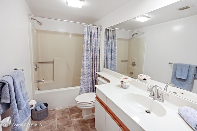11 Plantation Dr Unit 201, Vero Beach, FL 32966 - full bathroom with toilet, vanity, and shower / bathtub combination with curtain