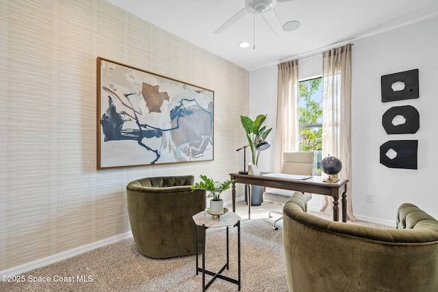 2496 Kamin Dr S, Melbourne, FL 32940 - home office with ceiling fan and carpet floors