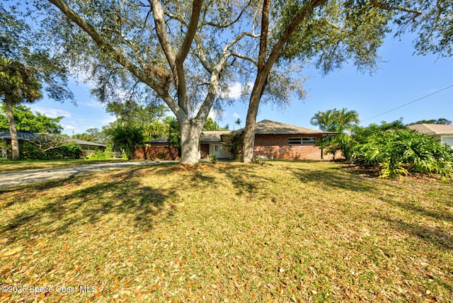 view of front of home featuring a front lawn