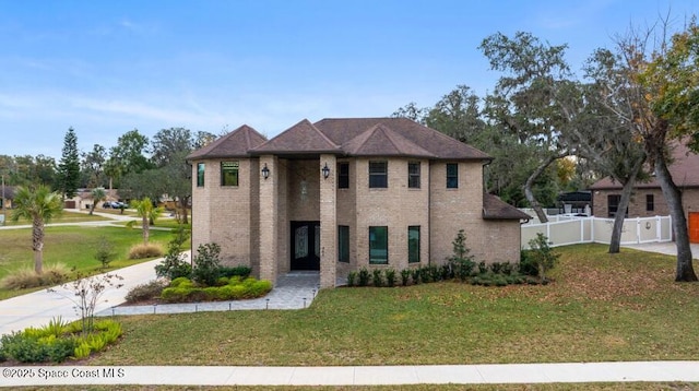 view of front of home with a front yard