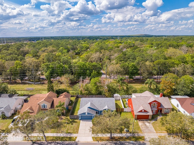 bird's eye view with a residential view and a view of trees