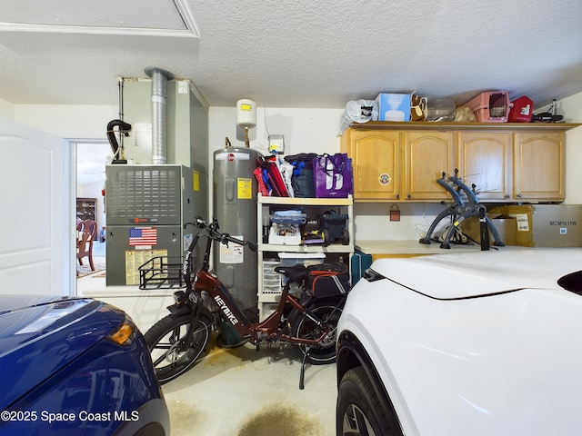 garage featuring electric water heater