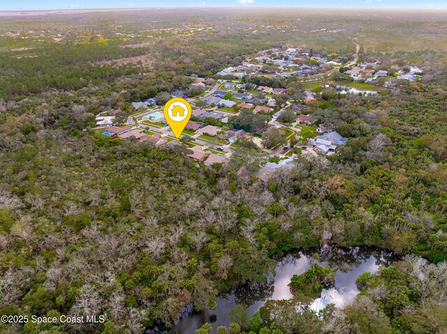 bird's eye view featuring a water view