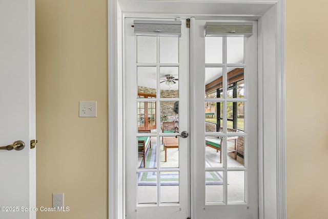 doorway to outside featuring french doors