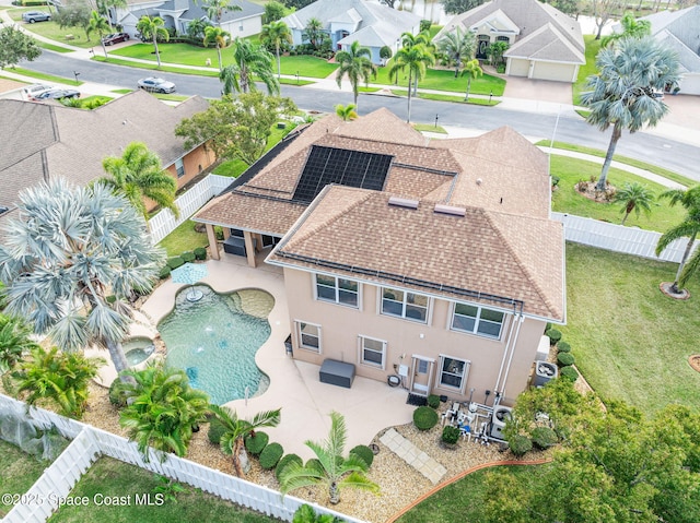 drone / aerial view with a residential view