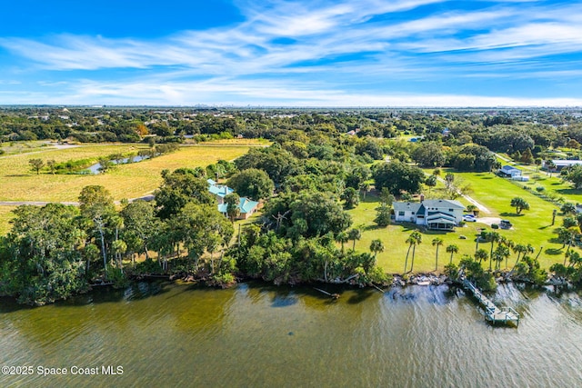 bird's eye view featuring a water view
