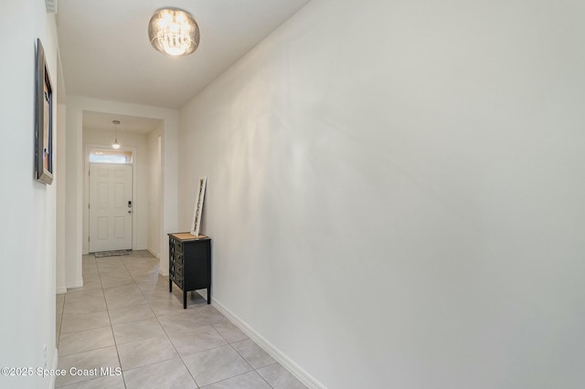 hallway with light tile patterned floors