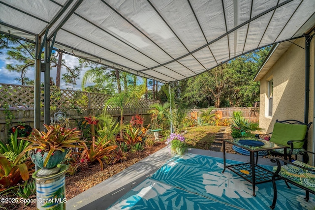 view of patio / terrace featuring a pergola