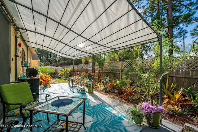 view of patio / terrace featuring a pergola