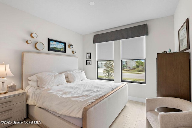 bedroom featuring light hardwood / wood-style flooring