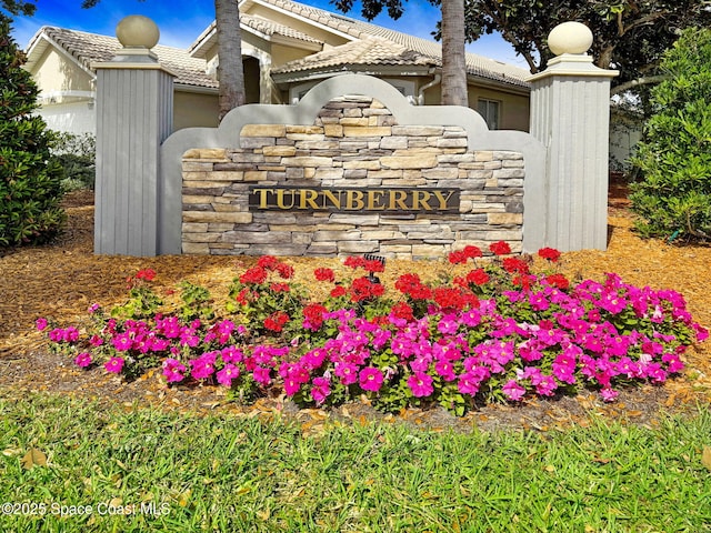 view of community sign