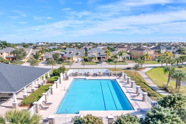 view of swimming pool with a patio