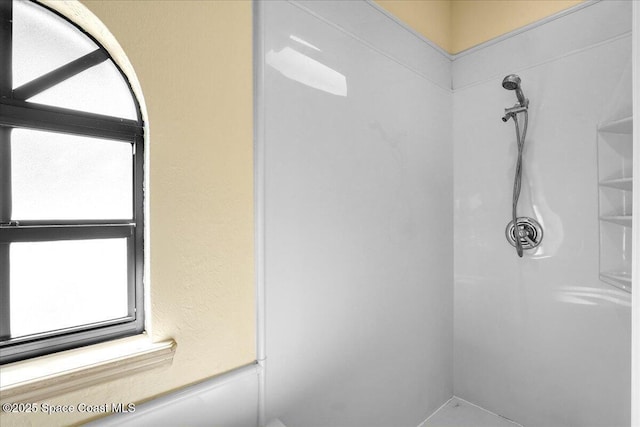 interior details featuring a shower