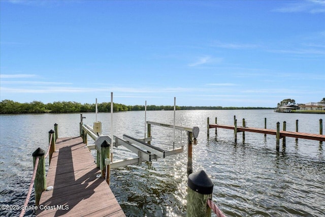 view of dock featuring a water view