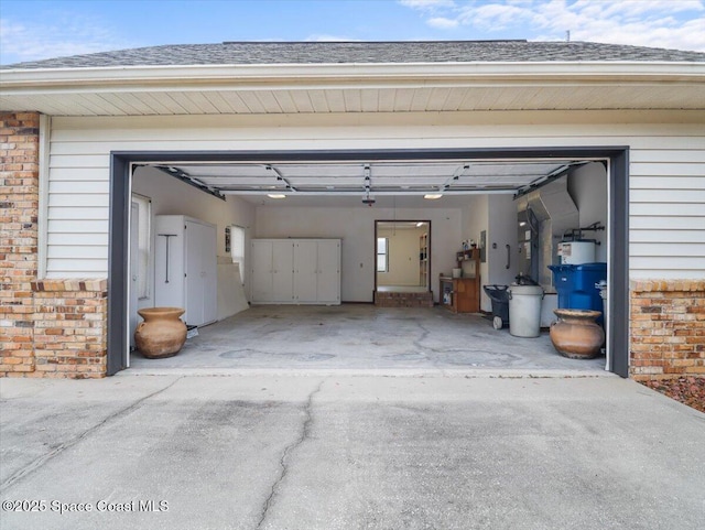 garage with a garage door opener