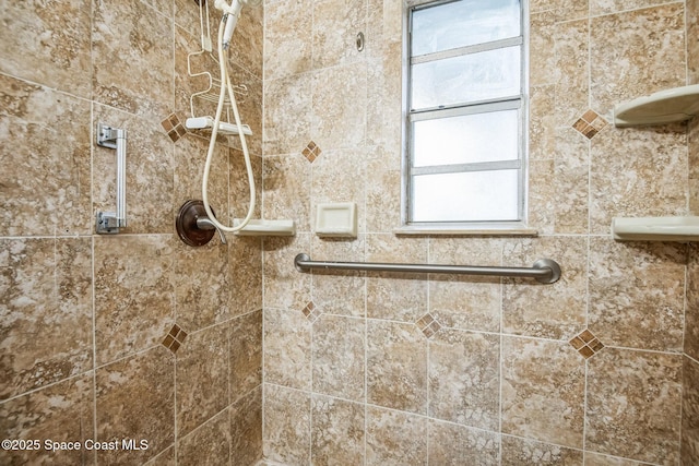 interior details with tiled shower