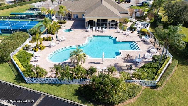 view of swimming pool featuring a patio