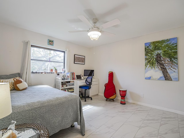 bedroom featuring ceiling fan