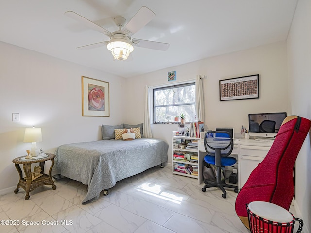 bedroom featuring ceiling fan