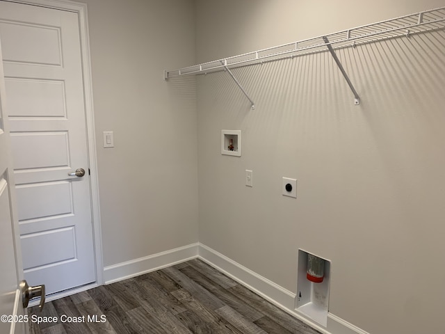 1581 San Filippo Dr SE, Palm Bay, FL 32909 - laundry area with hookup for a washing machine, dark wood-style flooring, and hookup for an electric dryer