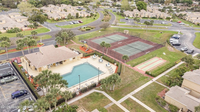 drone / aerial view featuring a residential view