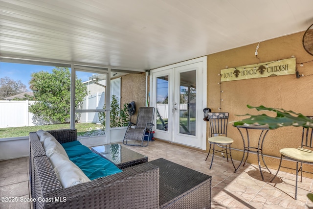 sunroom with french doors