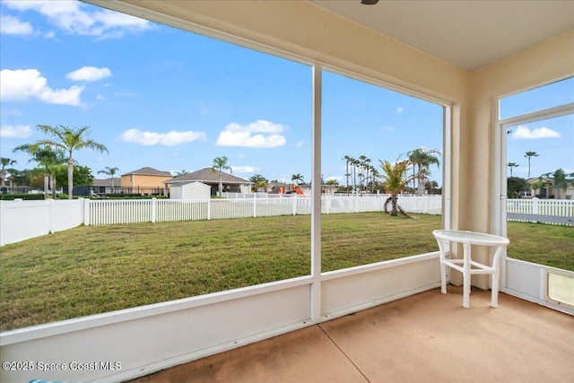 view of unfurnished sunroom