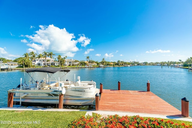 dock area featuring a water view