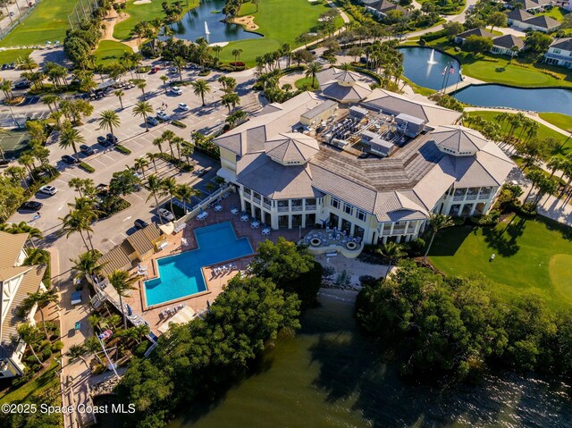 bird's eye view featuring a water view