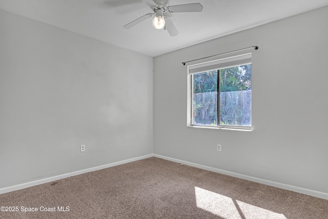 empty room featuring carpet and ceiling fan