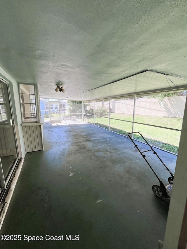 view of unfurnished sunroom