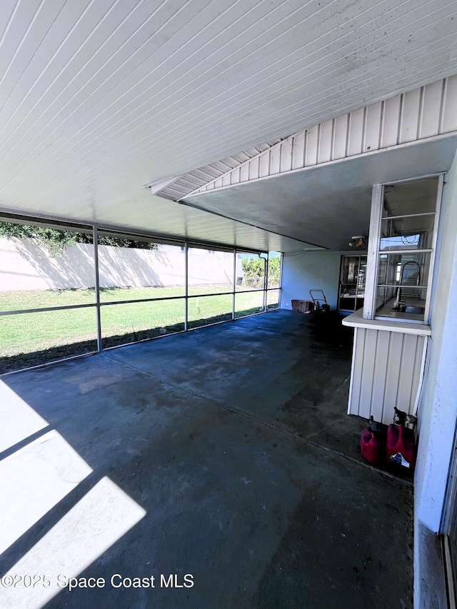 view of unfurnished sunroom