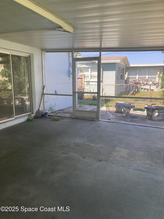 view of unfurnished sunroom
