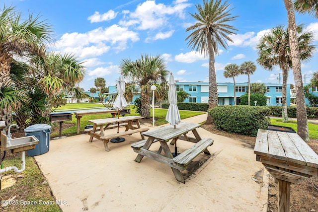 view of community featuring a patio area