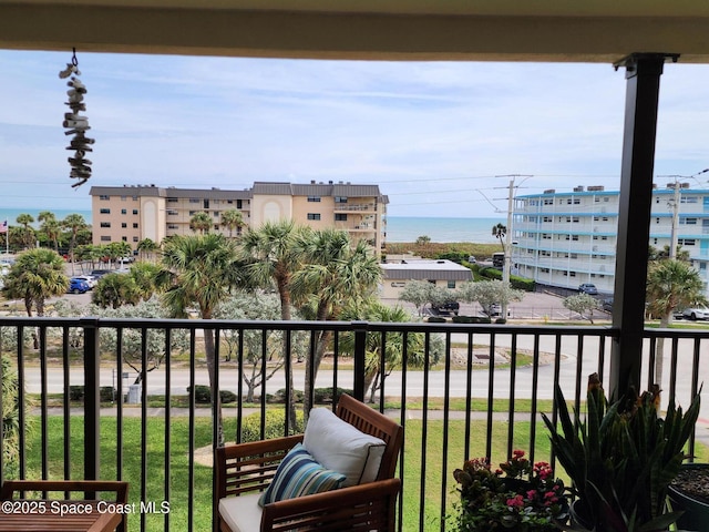 balcony with a water view