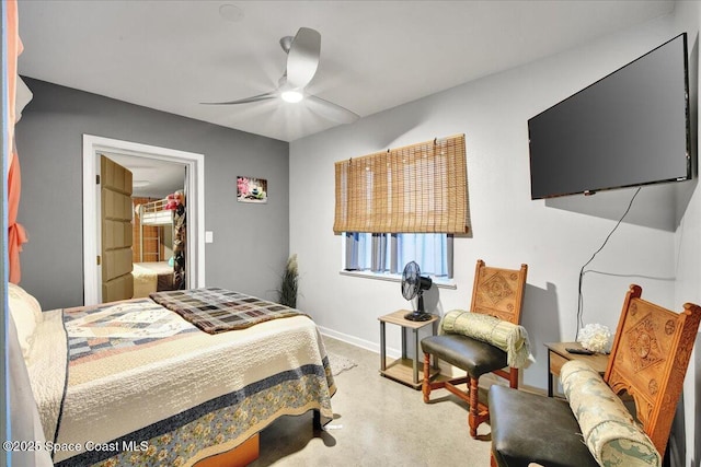 bedroom with carpet floors and ceiling fan