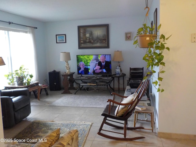 view of tiled living room