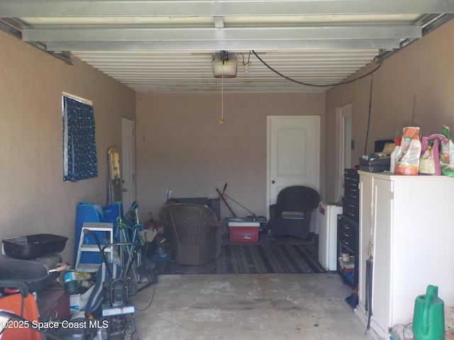 garage with a garage door opener